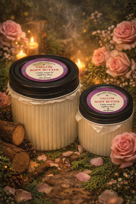 BODY BUTTER WITH TALLOW •CEDAR WOOD & SAFFRON ROSE 🌹 🪵