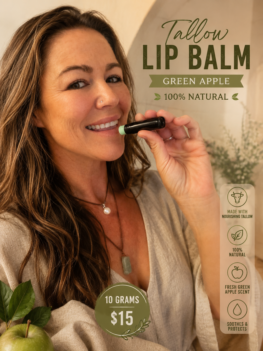 Tallow Lip Balm green apple