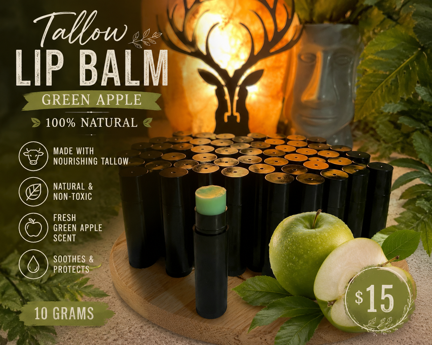 Tallow Lip Balm green apple