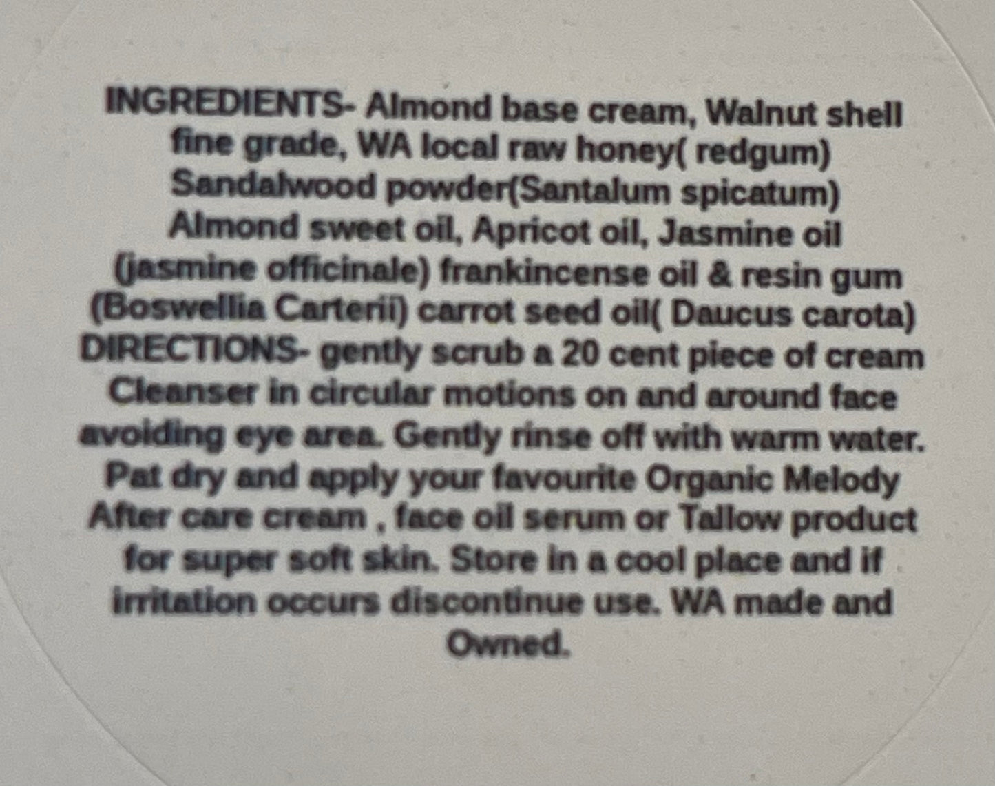 ALMOND/ WALNUT FACE CLEANSER SCRUB with Jasmine & Carrot seed oil.