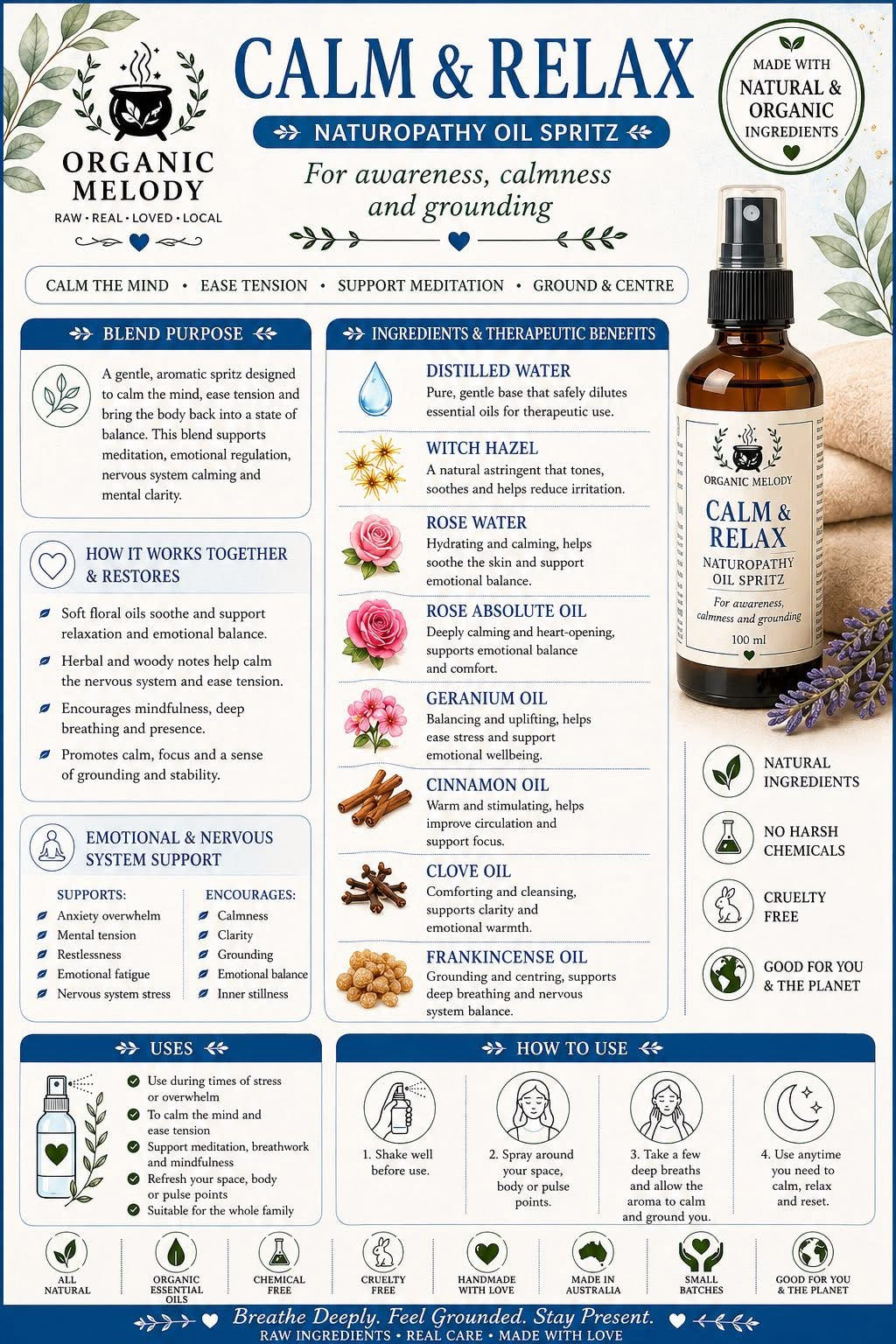 Face Mist Toners balance & Mood Spritz $30