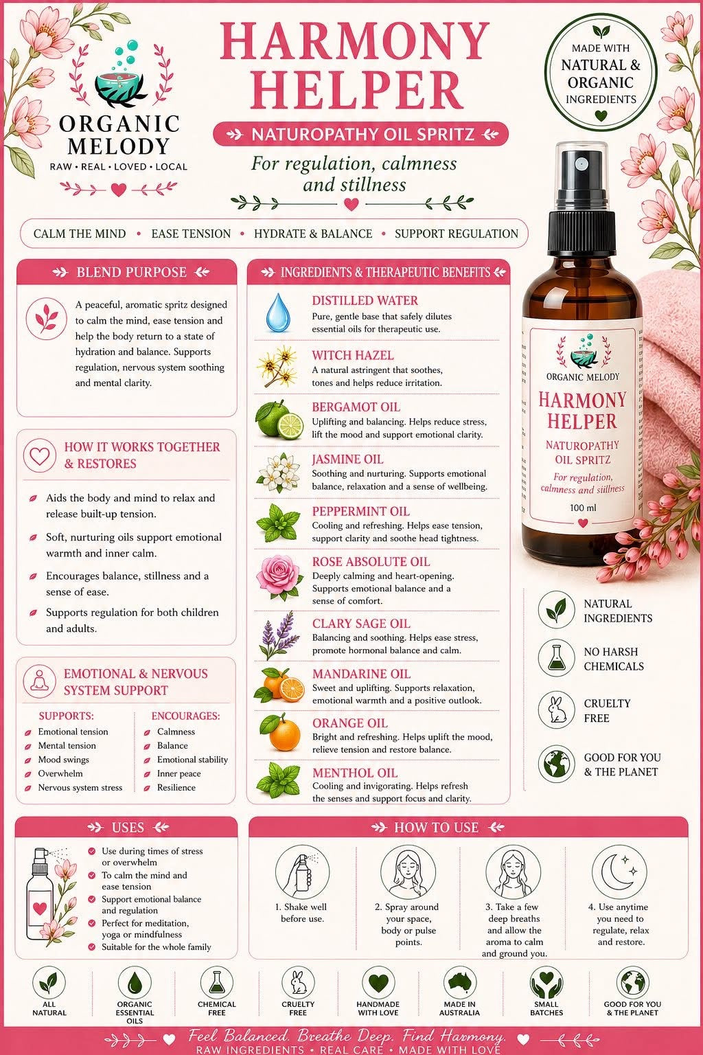 Face Mist Toners balance & Mood Spritz $30