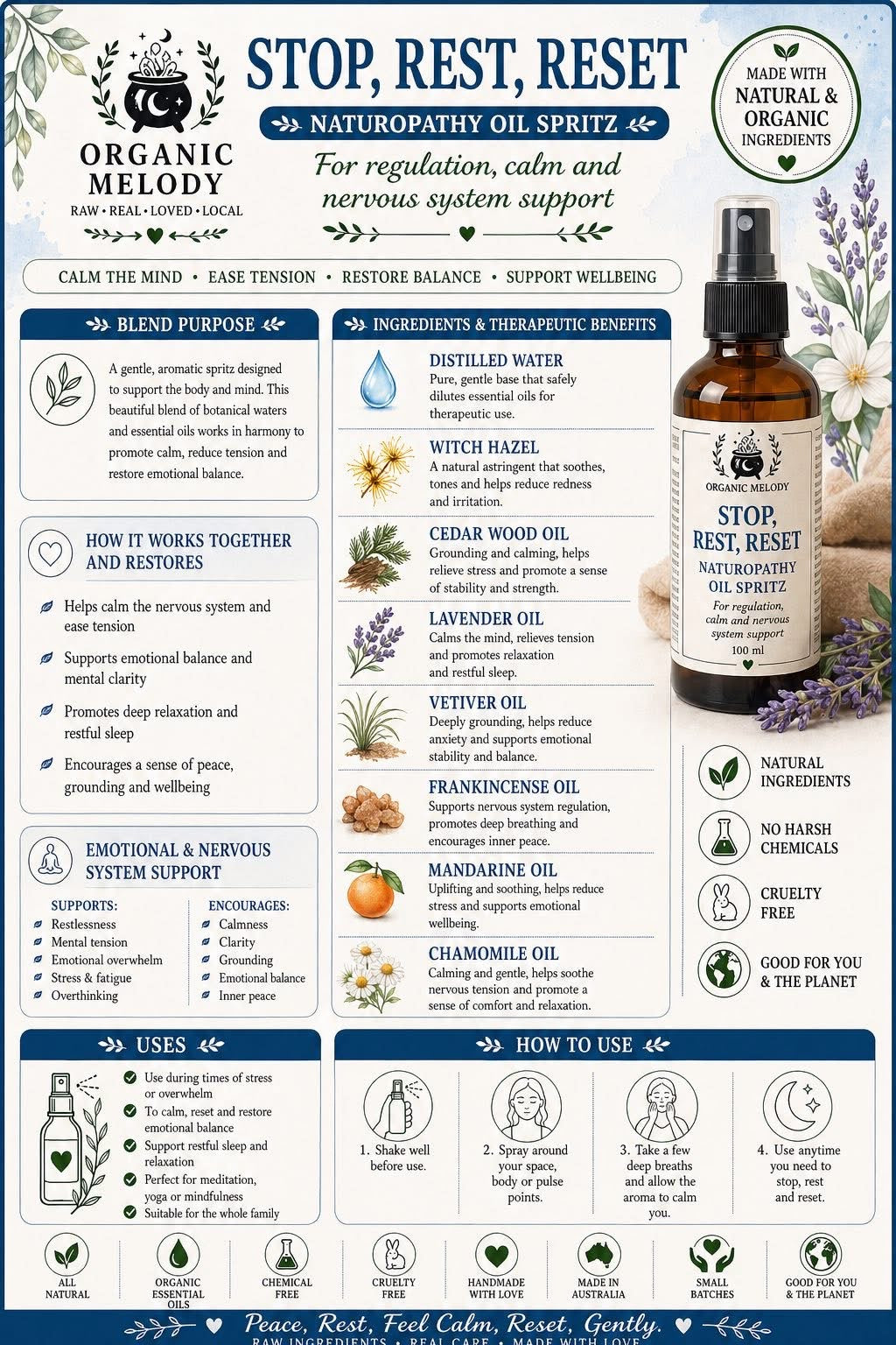 Face Mist Toners balance & Mood Spritz $30
