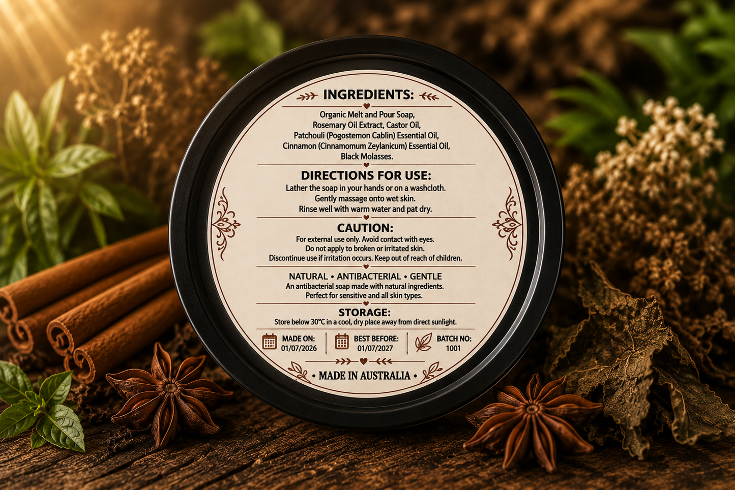 Cinnamon & Patchouli Organic Soap