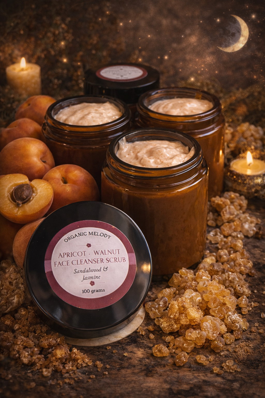 ALMOND/ WALNUT FACE CLEANSER SCRUB with Jasmine & Carrot seed oil.