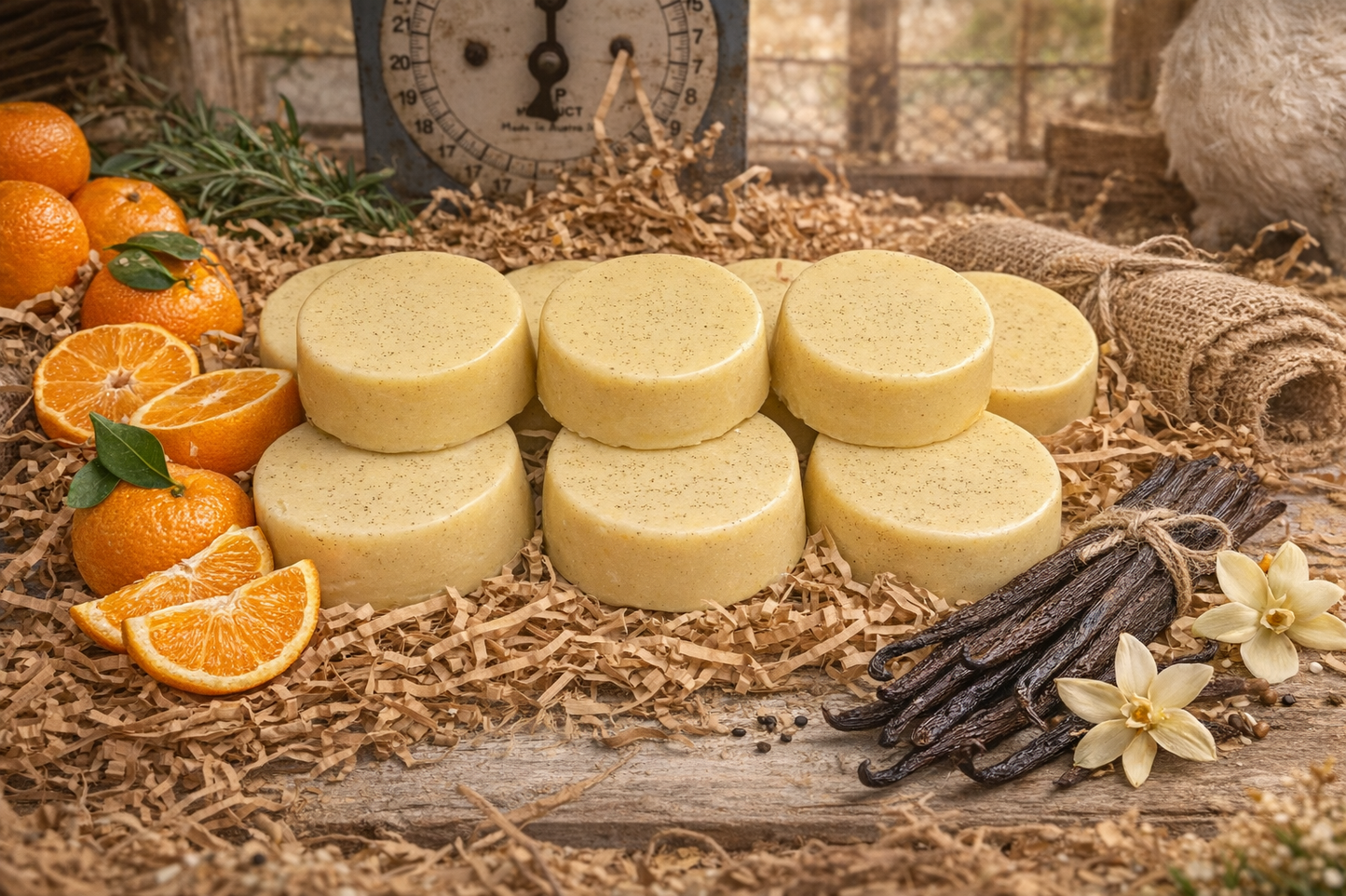 TALLOW GOATS MILK SOAP With Rosemary Oil Extract, Ylang Ylang & Tangerine 🍊