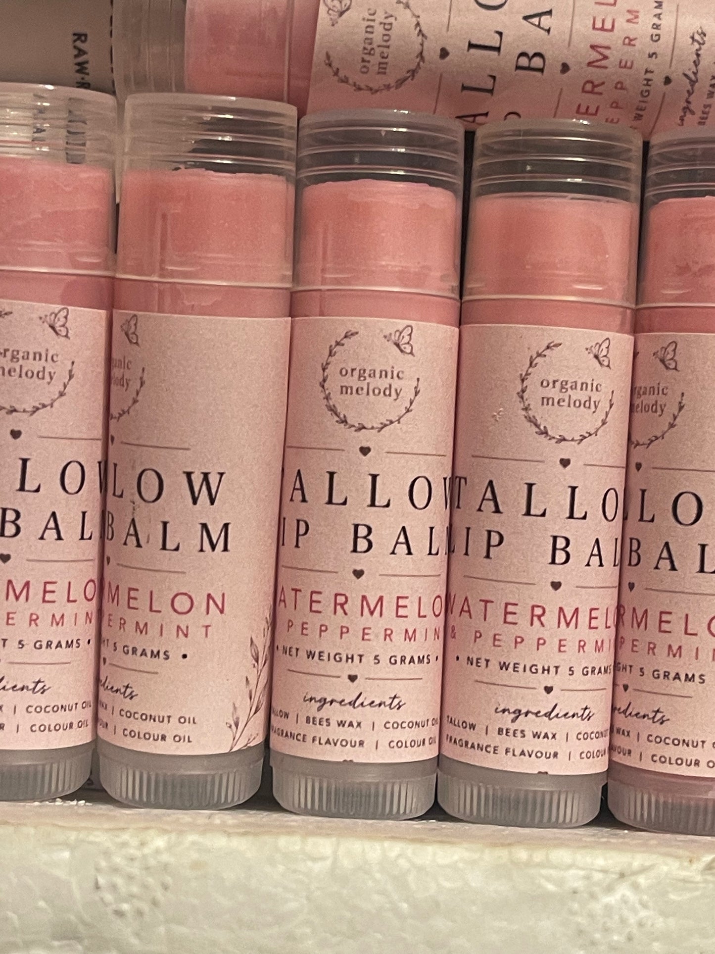 TALLOW LIP BALM  WATERMELON & PEPPERMINT 5ml