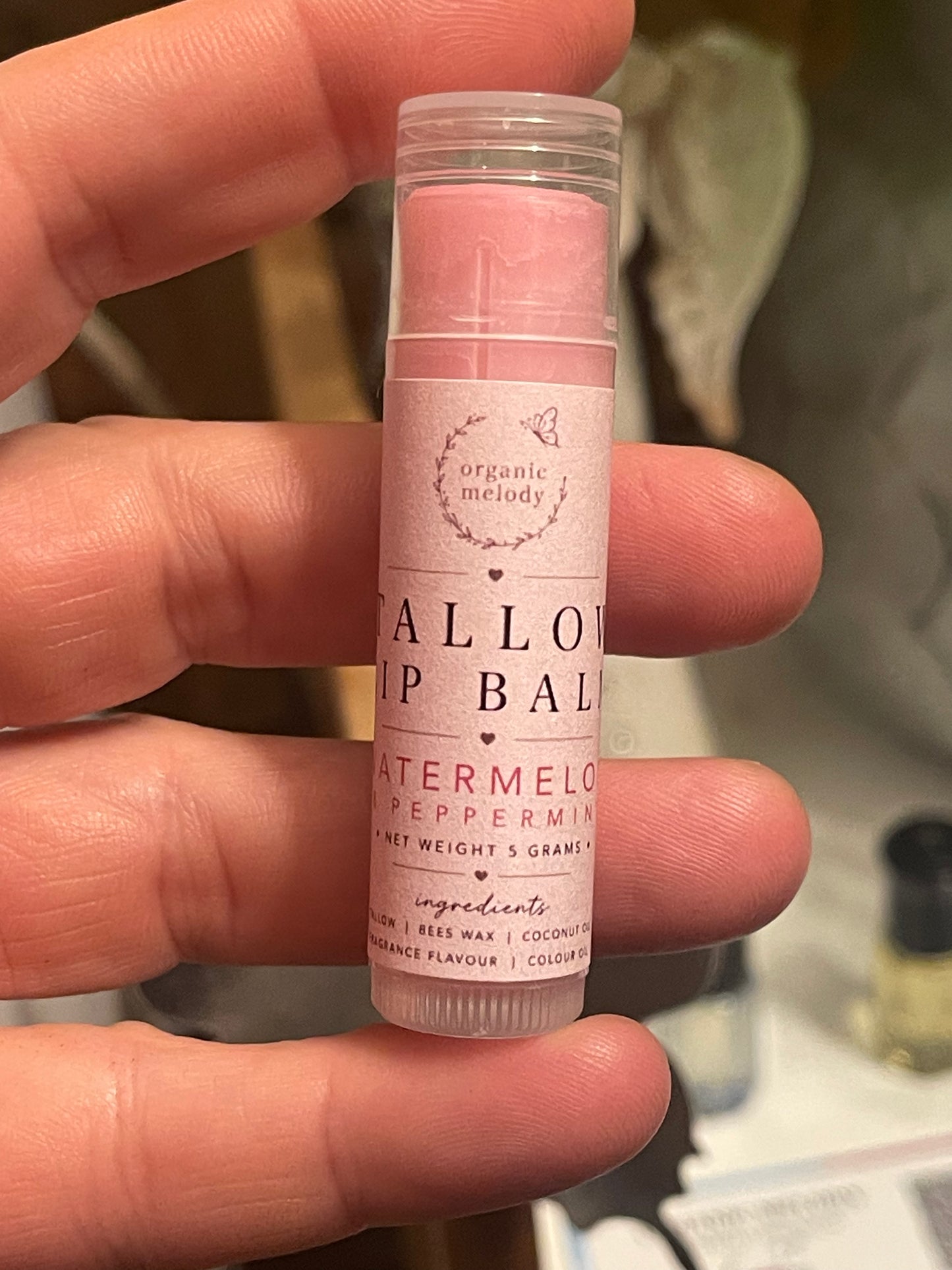 TALLOW LIP BALM  WATERMELON & PEPPERMINT 5ml